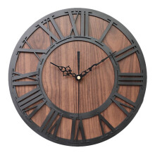 Retro Number Clock Wall Clocks Modern Wood 1Pcs 11.8X11.8X1.2In