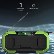 Hand Crank Solar Radio -Compatible Speaker Emergency LED Flashlight Power Bank Audio Device Dark Grey