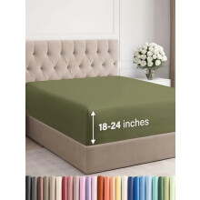 Drap-housse extra profond pour lit California King – Convient aux matelas de 45 à 60 cm d'épaisseur, ultra doux et infroissable, respirant, vert