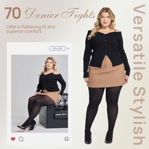 Meia-calça plus size para mulheres Curves, opaca, 70 denier 1