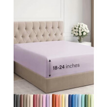 Drap-housse extra profond pour lit King – Convient aux matelas de 45 à 60 cm, ultra doux et infroissable, respirant, lavande clair