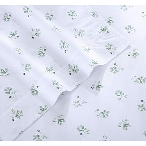 Queen Cotton Percale Sheet Set Pale Pink Floral 1
