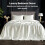 Σετ σεντόνια σατέν King Size 4 τεμαχίων, Ivory White, Πολυτελή μαλακά για μαλλιά/δέρμα, 2