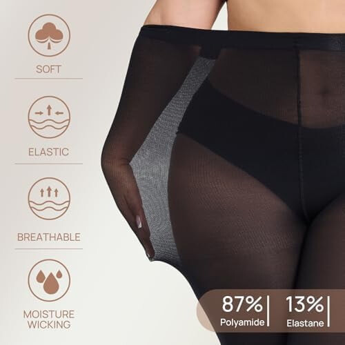 Meia-calça plus size para mulheres Curves, opaca, 70 denier 2