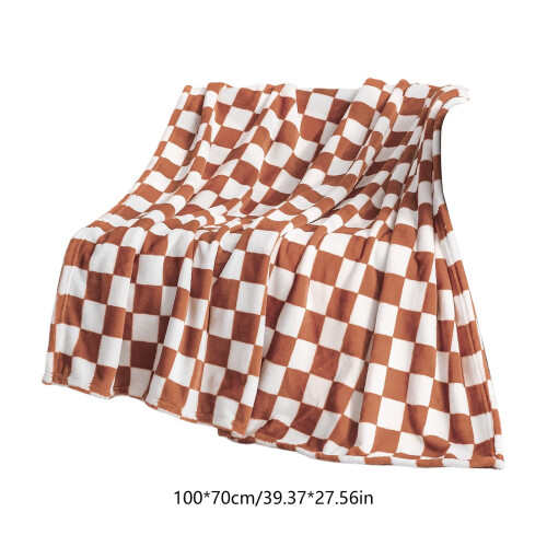 Checkered flannel blanket black white brown 50x60 in 2