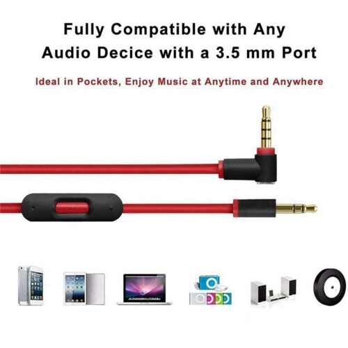 2X Replacement Audio Cable for  By Dr Dre Headphones with in  Mic for Studio/Executive/Mixr/Solo/Wireless/Pro 1