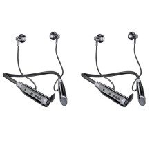 2X A12 Neck-Mounted 5.0 Headset Long Standby Wireless Pluggable Headset Semi-In-Ear TWS Black