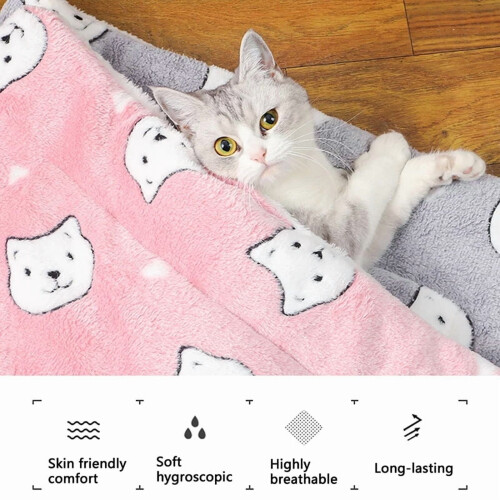 Katt Liggunderlag Flanell Mjuk Varm Vinterfilt 1