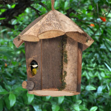 Houten vogelhuisje voor wandmontage in de tuin - Weerbestendig decoratief vogelhuisje als schuilplaats voor wilde vogels