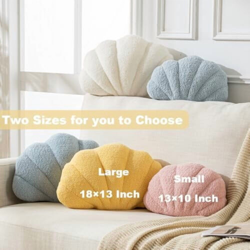 Seashell Throw Pillow, Plush Decorative Cushion, 18 x 13 in 1