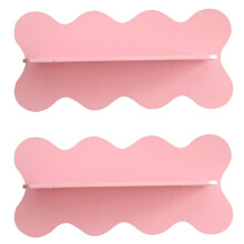 2x gewelltes Aufbewahrungsregal aus Holz, Wandregal, Heimdekoration, Rosa
