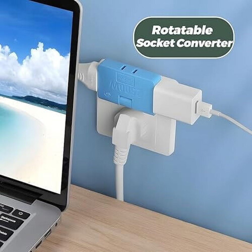 3-Way Swivel Outlet Adapter Flat Foldable 180 2-Prong AC 2