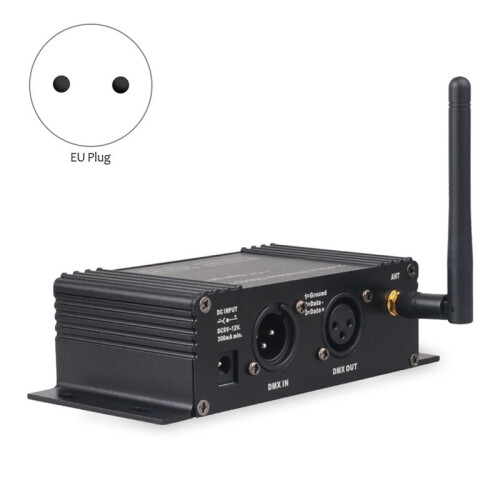 2X DMX 512 Wireless Controller Receiver Transmitter LCD Display Power Adjustable for Disco DJ Stage Bar Light-EU Plug 2