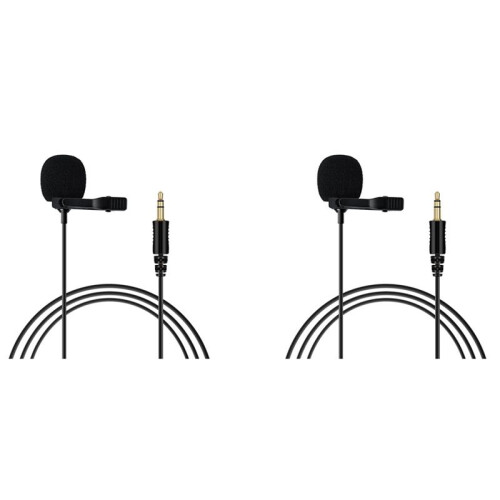 2X Microfono Omnidirezionale Microfoni Lavalier da 3,5 mm con Fermacravatta  Microfono Audio per Fotocamera Computer Laptop Telefono