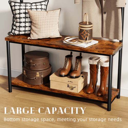 Coat Rack Stand with Hooks Shoe Rack and Bench 7 Hooks 2