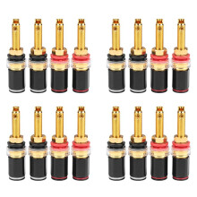 16Pcs Hifi Speaker Terminal Binding Post Pure Copper Gold Plated Amplifier Connector for Female Banana Jack Plug