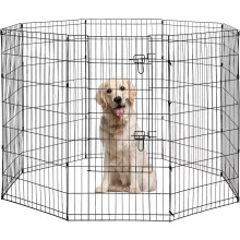 Cercado de metal para cães com 8 painéis e 107 cm de altura, portátil, ideal para quintal e camping em trailers. Dobrável e perfeito para uso