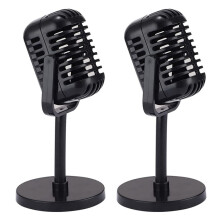2X Vintage Microfoon Prop,Plastic Nep Microfoon,Retro Microfoons voor Kostuum & Rollenspel,Antiek Microfoonpodium