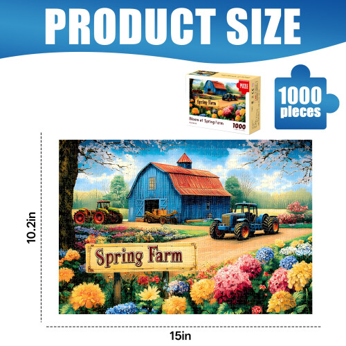Παζλ Spring Farm για Ενήλικες 1000 τεμάχια, Μοναδικά παζλ για Ενήλικες, Χαλαρωτικά 1