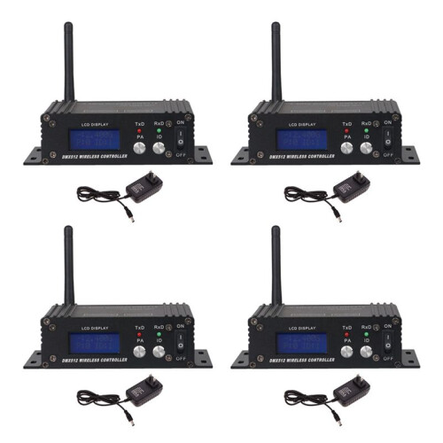 4X DMX 512 Wireless Controller Receiver Transmitter LCD Display Power Adjustable for Disco DJ Stage Bar Light-EU Plug