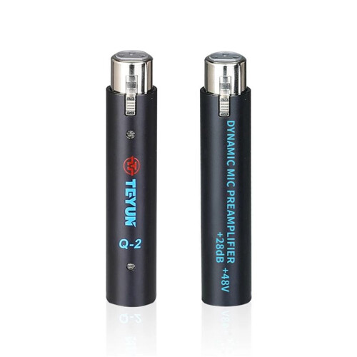 4X TEYUN Q2 Microphone Dynamic Preamplifier 28Db Gain Dynamic Mic Amplifier 48V Metal Structure Q-2 for Live 1