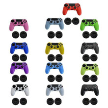 Staubdichte, rutschfeste Silikon-Schutzhülle für PS4-Controller und 2 Daumenkappen im Set, verschiedene Farben