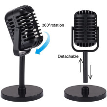 2X Vintage Microphone Prop,Plastic Fake Microphone,Retro Microphones for Costume & Role ,Antique Microphone Stage