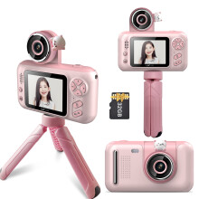 Leuke digitale camera voor kinderen, 40 MP, 1080p, 2,4 inch IPS-scherm, 180 draaibare lens, roze/blauw