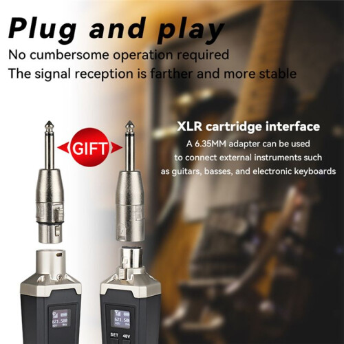 Microphone Wired to Wireless Microphone Receiver and Transmitter 48V Capacitive Dynamic Instrument Receiver 1