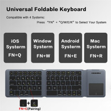 Teclado Táctil Inalámbrico Portátil, Teclado Inalámbrico Triple Plegable y Recargable para PC, Portátil y Tableta.
