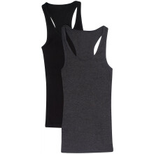 Dames- en plus-size geribbelde cami-topjes met racerback, gemaakt van katoen.