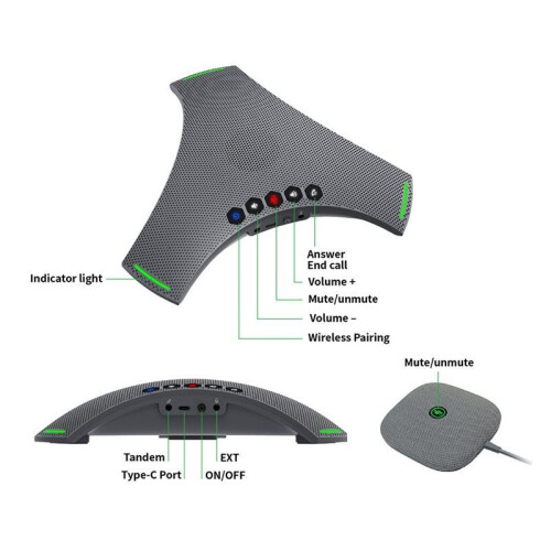 Omni-Directional Microphone Portable Conference Speaker -5M Pickup Radius  Wireless USB Cascade Microphone 2