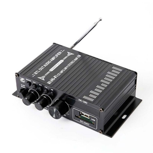 AK-380  Audio Power Amplifier 2.0 CH  Receiver Speaker Amp USB  AUX Input with Power EU PLUG 2