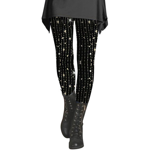 Γυναικείο κολάν με στάμπα Sequin, μοντέρνο, casual, αδυνατιστικό παντελόνι, μαύρο 1