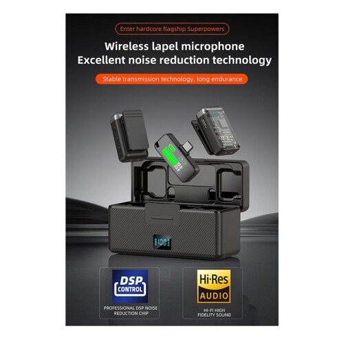 Wireless Lavalier Microphone with One-Button Noise Reduction Reverberation and 3-Level Volume Adjustment 1