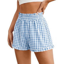 Pantaloncini da donna Boxer2025Estate Gingham Pigiama Lounge Sleep Y2K Pantaloncini da pigiama a quadri Pantaloncini da spiaggia, Liquidazione a