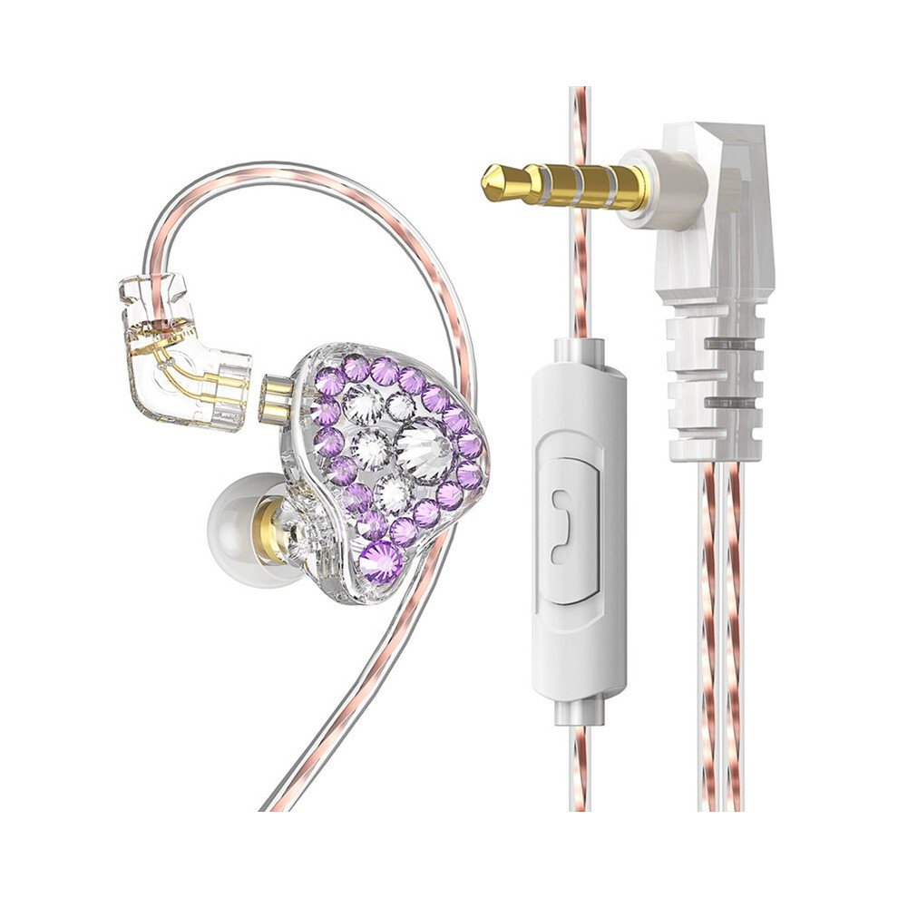 Brecantia Q2 Pro Hifi Wired Earphone Diamond Face Shiny Headphones With Mic Detachable In-Ear Stereo Earbuds