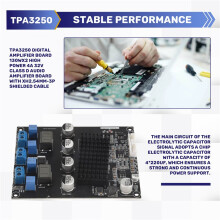 TPA3250 PłYta Wzmacniacza Cyfrowego 130Wx2 High Power 4A 32V PłYta Wzmacniacza Audio Klasy D z Kablem Ekranowanym XH2.54Mm-3P