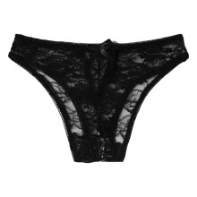Lencería de encaje para mujer Rbaofujie, tallas grandes, con entrepierna abierta y lazo. Nota: compre una o dos tallas más grandes. Negro, talla L.