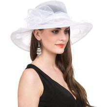 Organza Derby Kirkehat til Kvinder Brude Bryllup Tefest Hat
