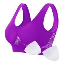 lulshou Sportbeha in de uitverkoop: Naadloze sportbeha voor dames, zonder beugel, yogabeha, racerback, hardloopbeha met uitneembare pads (Paars, M)