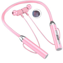 TråDlöSt Headset Halstyp Stereo Brusreducering Universal Plug-In Card Sport Ear Headset Mic, Rosa