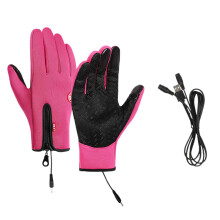 AWZXDE Unisex Winter USB-beheizbare Handschuhe – Winddichte Thermo-Fahrradhandschuhe für Wärme und Komfort, Rot, XL