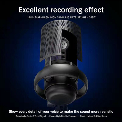 USB Gaming Condenser Microphone Computer Recording Microphone RGB Lighting Capacitor Microphone White 2