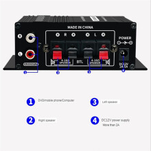 AK-270 AK270 12V -HIFI-LeistungsverstäRker Audio-Heimkino-VerstäRker 2-Kanal-VerstäRker USB/-AUX-Eingang