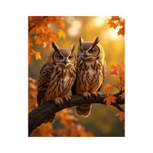 Owls Autumn Branch Fall Paint by Numbers Kit for Adults, DIY Canvas Art, Home Decor – Compatible with Beginners
