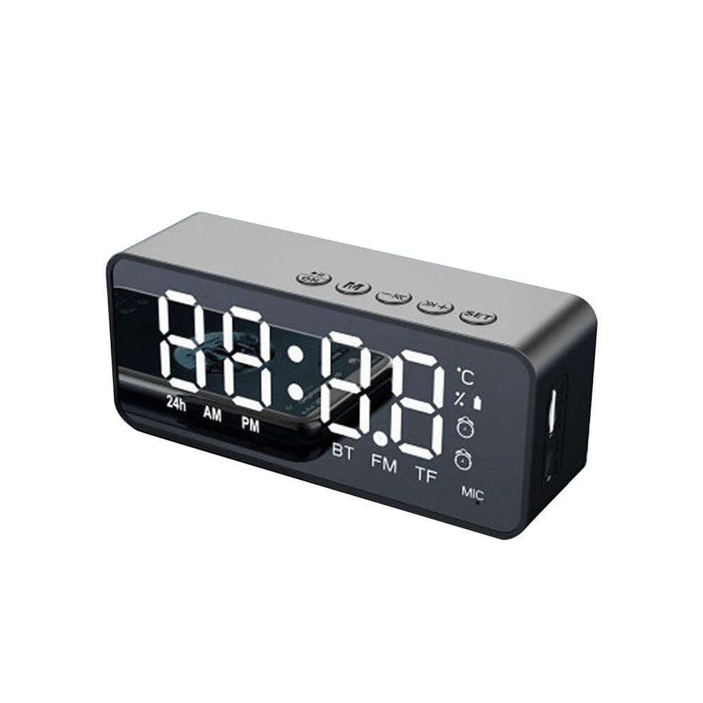 G50 Wireless Speaker With Alarm Clock Fm Card Temperature Display Mirror Audio Black 6133606787496