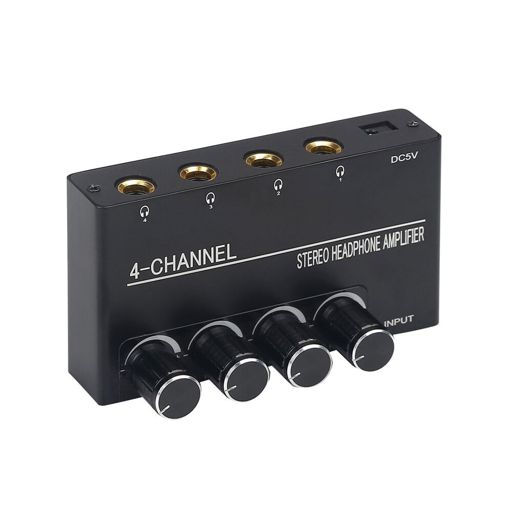 Headphone Amplifier Compact Stereo Earphone Amplifier Audio Amplifier 4 Channels For 6.35Mm Jack With Volume Control 4714029290682