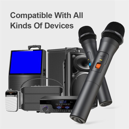 2PCS Wireless Microphone System Kits USB Receiver Handheld Karaoke Microphone Home Party  TV Speaker Singing Mic 2