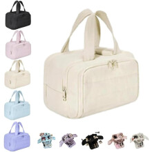 Elouva Toiletry Bag, 2026 New Multi-Functional Waterproof Toiletry Organizer, Large Capacity Wide-Open Travel Cosmetic Bag (White)